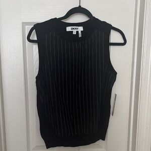 DKNY Black and White Striped Tank Top